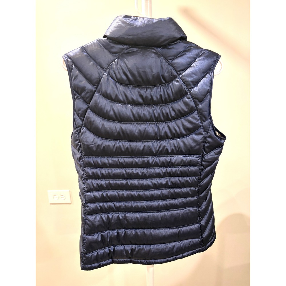 Bernardo Metallic Navy Goose Down Puffer Vest Women S Gorpcore Utlility Quilted - Picture 3 of 6